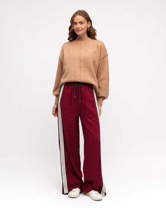 LABEL OF LOVE - Stripe Pants - Maroon