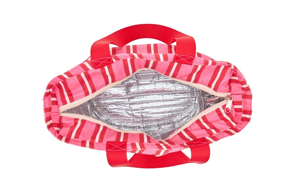 ANNABEL TRENDS - Picnic Wicker Lunch Bag - Red & White Stripe