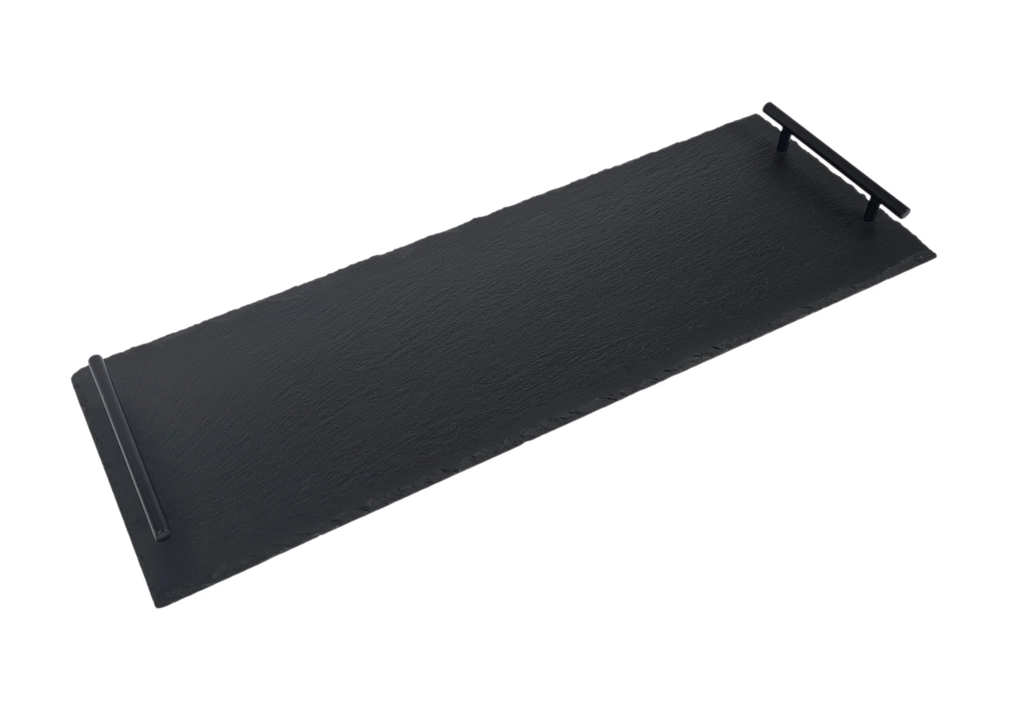 GABEL AND TELLER -Slate Tray with Matte Black Handles - Size: 60 x 20cm