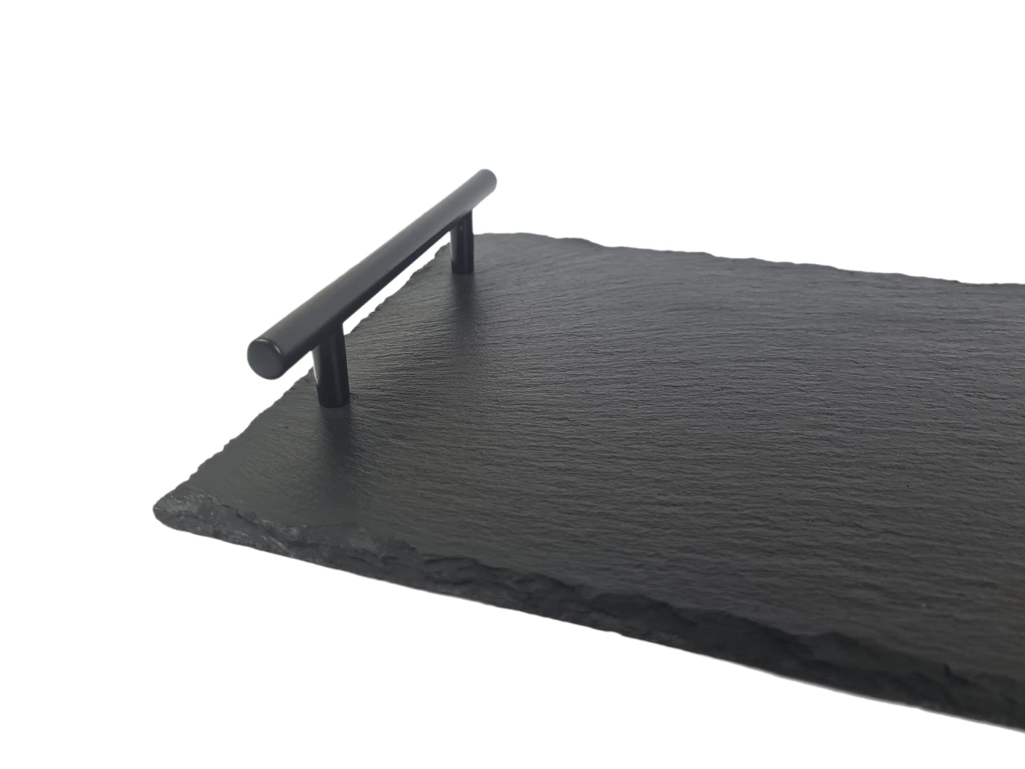GABEL AND TELLER -Slate Tray with Matte Black Handles - Size: 60 x 20cm