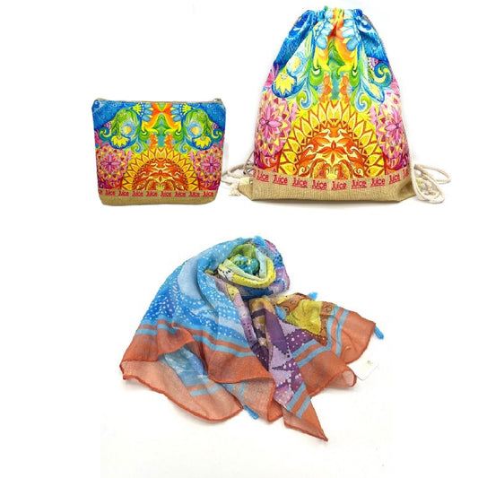 JUICE - Beach Set - Beauty Bag, Drawstring Bag & Sarong - select from 4 designs