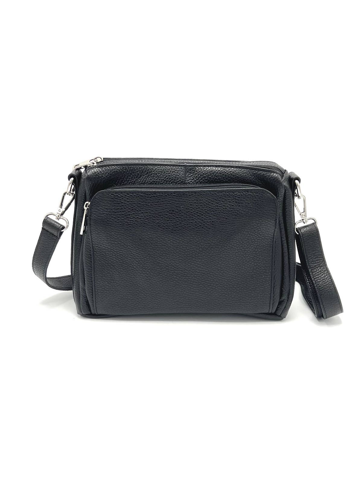 SUIE VALENTINI - Cross Body Shoulder Bag - Black (Genuine Leather)