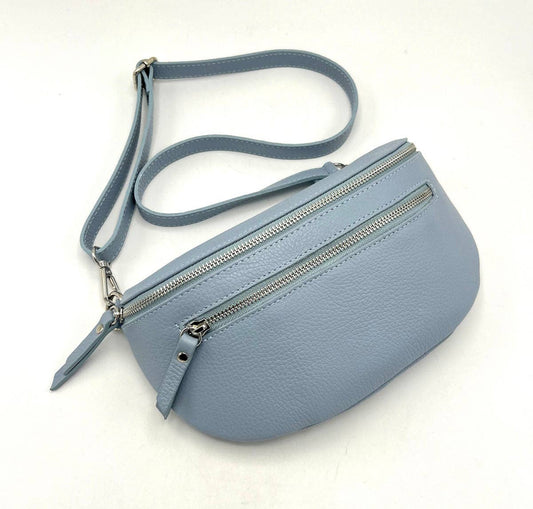 SUIE VALENTINI - Fanny Pack - Light Blue (Genuine Leather)