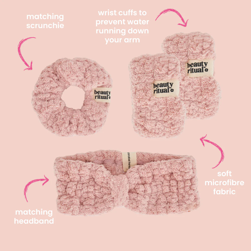 ANNABEL TRENDS - Beauty Ritual Luxury Waffle Wash Set - Dusty Pink - 3pc
