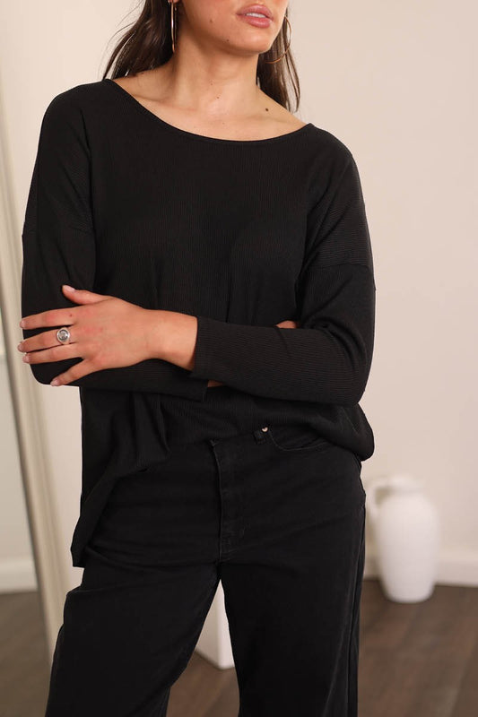 WHITE SANDSTORM - Long Sleeve Top - Black
