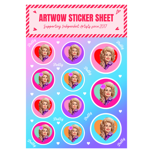 ART WOW - A5 Sticker Sheet - "Dolly in Red Heart" by Dolly Wolfe