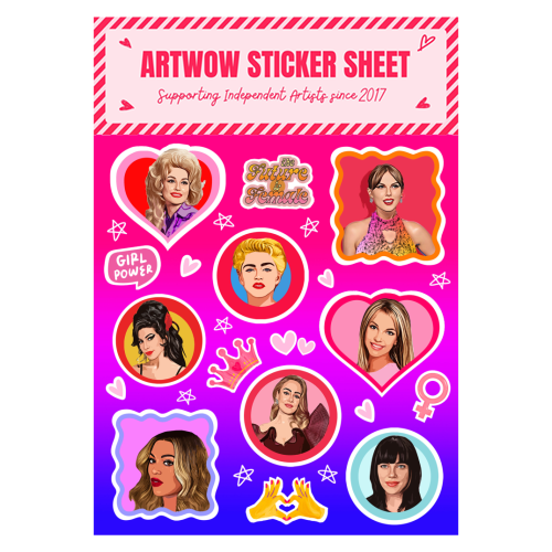 ART WOW - A5 Sticker Sheet - "Female Music Icons" by Dolly Wolfe