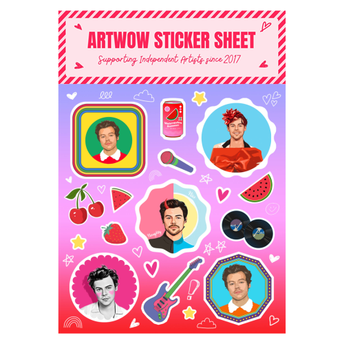 ART WOW - A5 Sticker Sheet - "Harry Neon Pink" by Dolly Wolfe