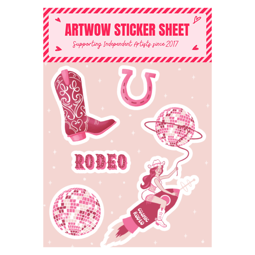 ART WOW - A5 Sticker Sheet - "Howdy Partner Cowgirl Boot" by Sarah Wilkinson
