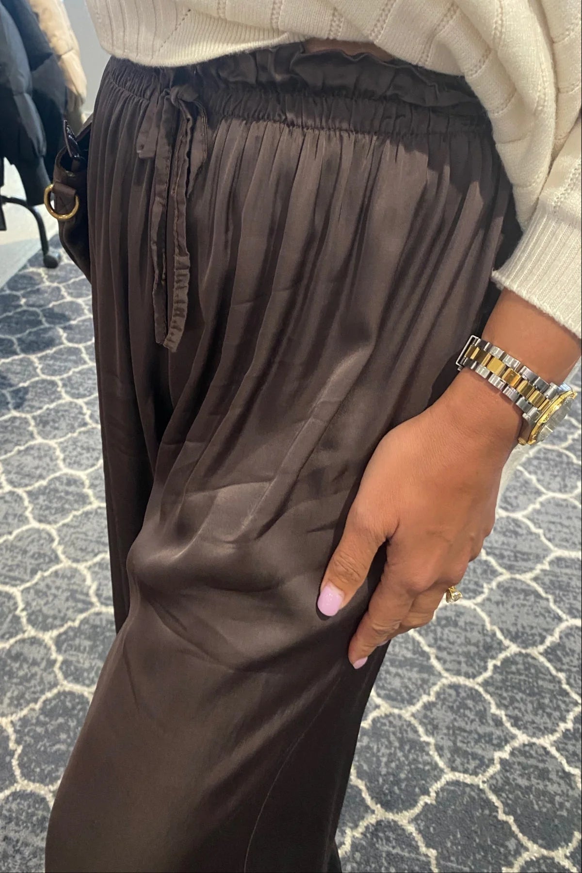 Cindy G Clothing - Silk Blend Pants - Chocolate