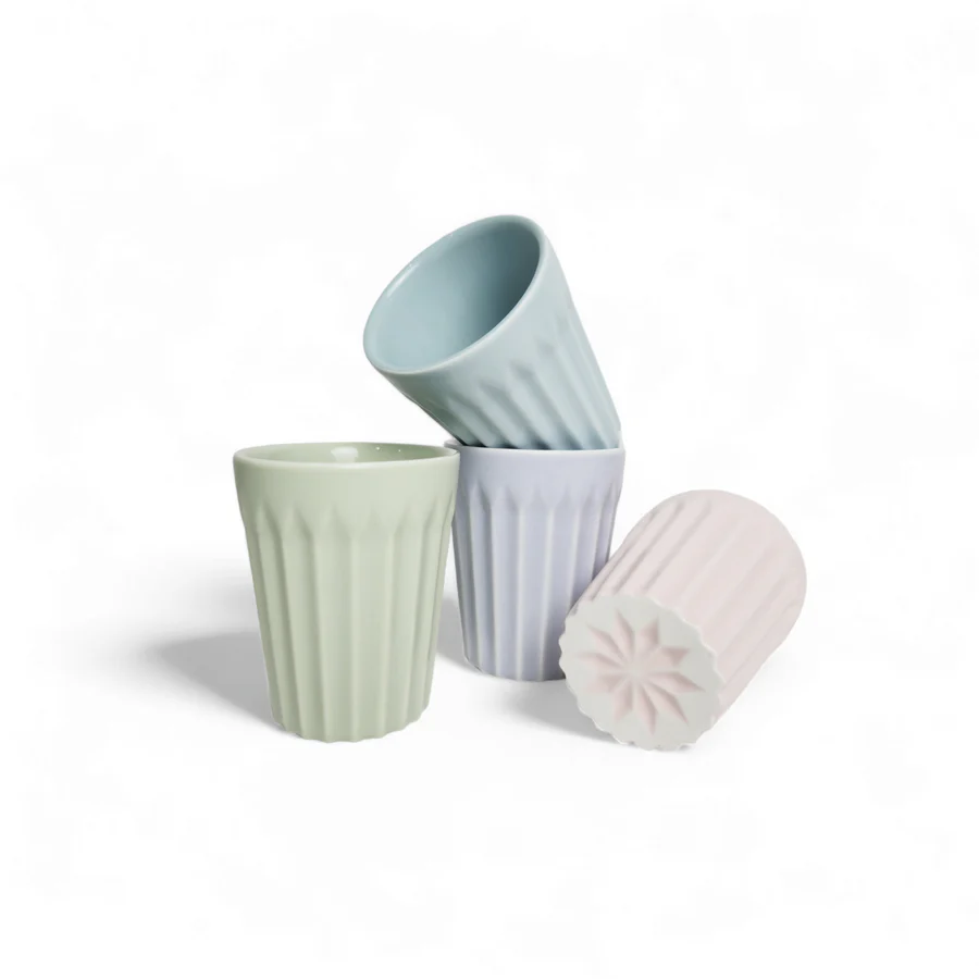 GABEL AND TELLER - Matte Multi-Coloured Pastel Latte Cup - Set of 4