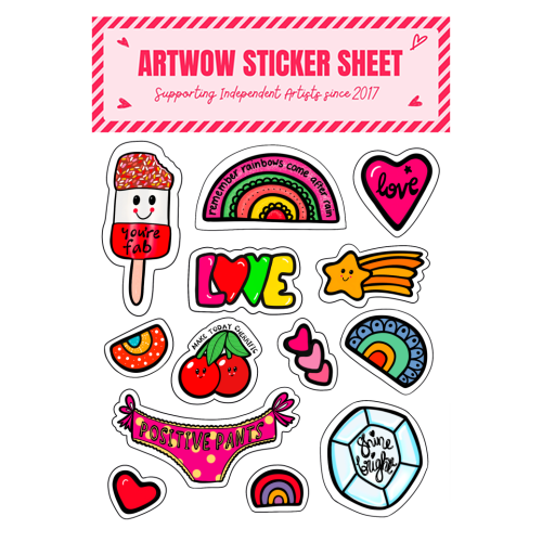 ART WOW - A5 Sticker Sheet - "Positive Vibes" by PixieDrew