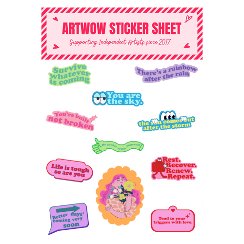ART WOW - A5 Sticker Sheet - "Rainbow After the Rain – Healing Affirmations Sticker Pack of 11" by House of Nida