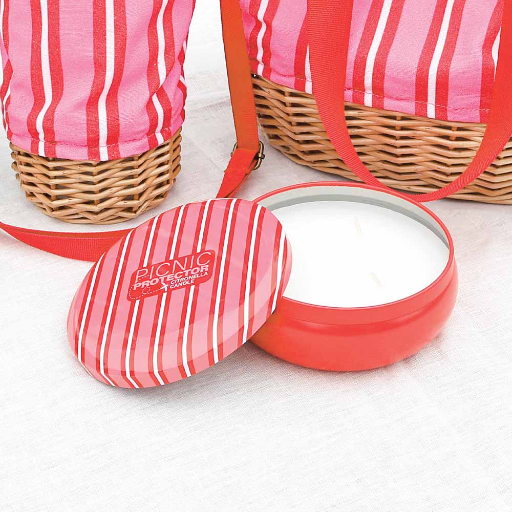 ANNABEL TRENDS - Picnic Protector Citronella Candle - Red & Pink Stripe