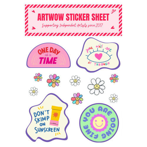 ART WOW - A5 Sticker Sheet - "Sod Anxiety – Positive Reminders Sticker Pack of 4" by House of Nida