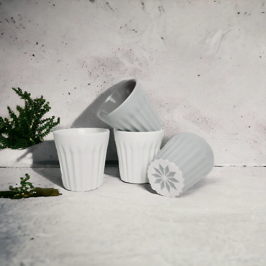 GABEL AND TELLER - Matte Grey and White Espresso Cup - Set of 4