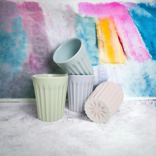 GABEL AND TELLER - Matte Multi-Coloured Pastel Latte Cup - Set of 4