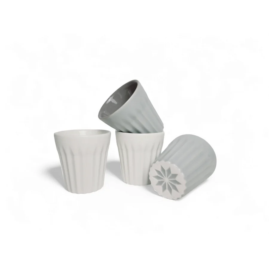 GABEL AND TELLER - Matte Grey and White Espresso Cup - Set of 4